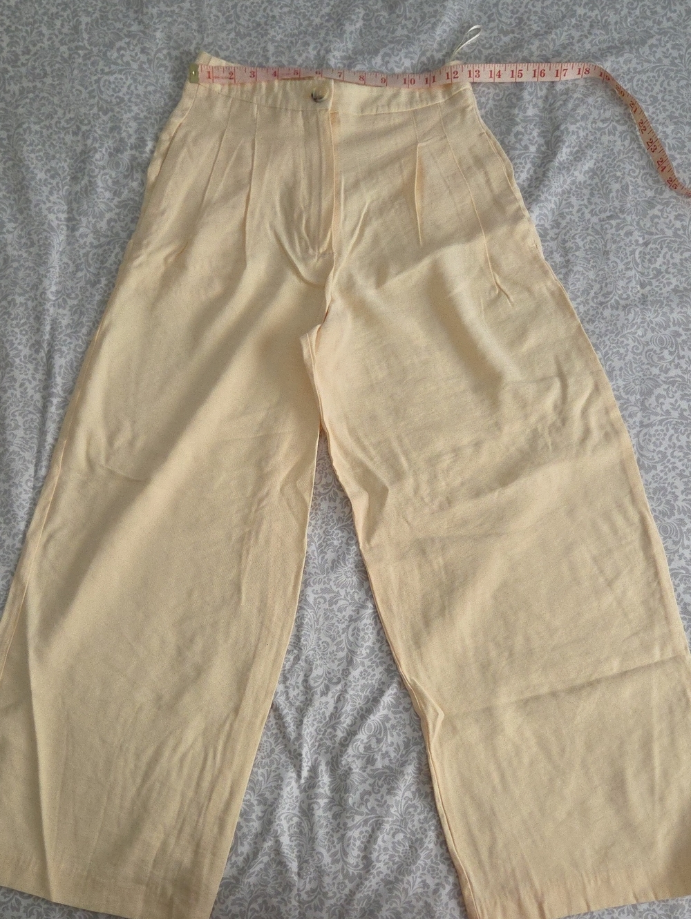 TOPSHOP High-Waist Wide Leg Pants in Pale Yellow